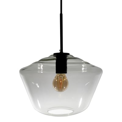 Suspension en verre soufflé fumé et métal finition noir
