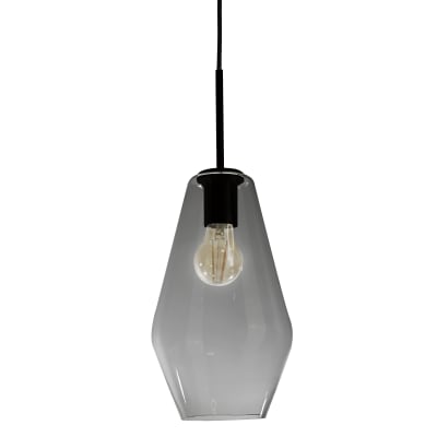 Suspension décorative en verre fumé et métal finition noir