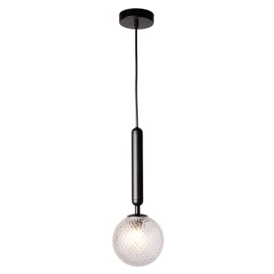 Suspension boule de verre et douille noire