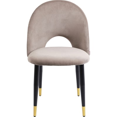 Chaise en velours taupe et acier