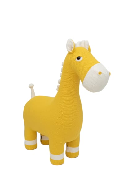 Cheval en peluche siège maxi en 100% coton jaune
