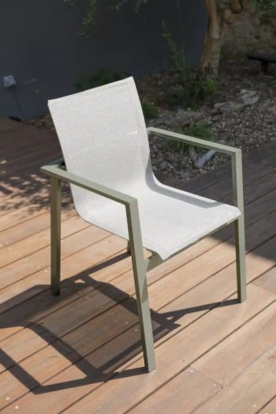 Fauteuil de jardin empilable en aluminium et toile plastifiée