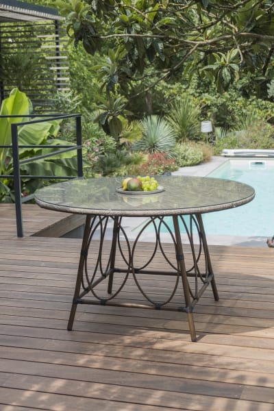 Table de jardin ronde 4 places en aluminium