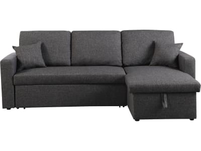 Canapé d'angle convertible 3 places en tissu gris