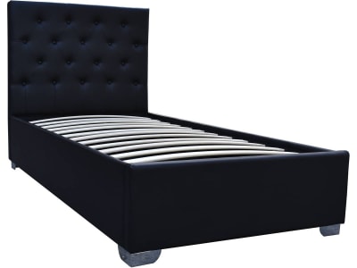 Lit coffre en simili cuir noir 90x190 cm