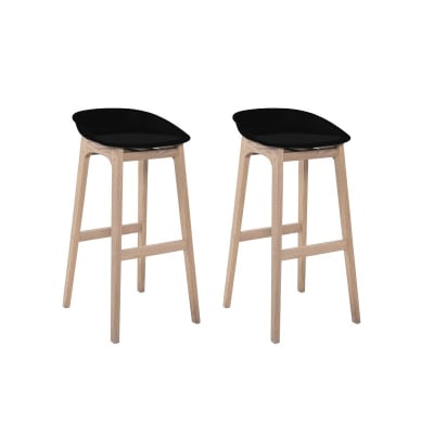 Lot de tabourets de bar  en chêne et assise plastique 75cm