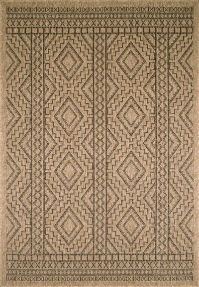 Tapis intérieur et extérieur aspect jute motif géométrique 160x230