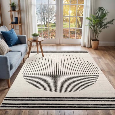 Tapis scandinave moderne blanc/noir 150x213