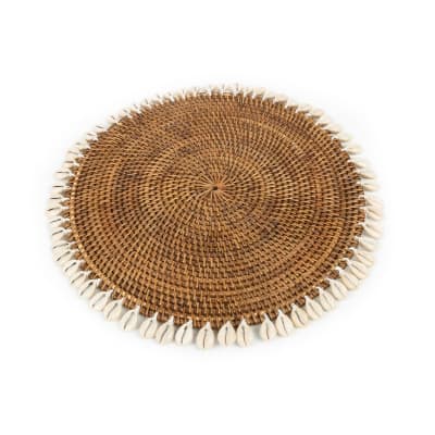 Set de table rotin et coquillage marron 40x40x1cm