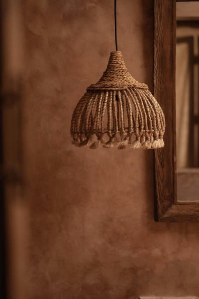Suspension herbe abaca marron 31x31x33cm