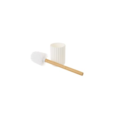 Brosse wc plastique blanc et bambou