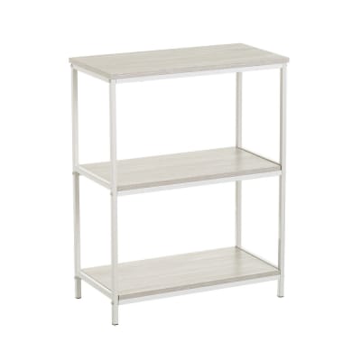 Étagère en bois MDF et métal blanc 3 plateaux 60x30x76cm