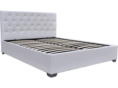 Lit coffre en simili cuir blanc 140 x 190  cm