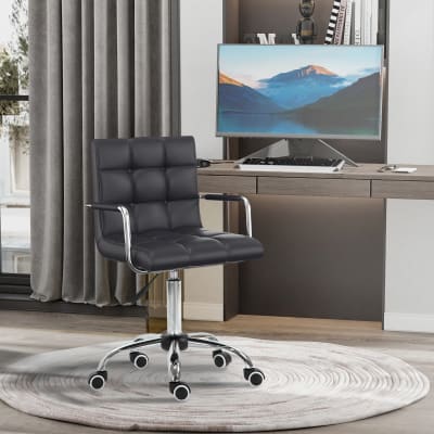 Chaise de bureau revêtement synthétique capitonné noir