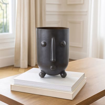 Vase en forme de visage en verre soufflé h24cm