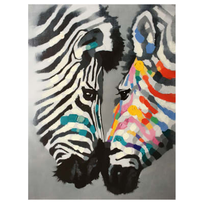 Tableau impression sur toile zèbres colorés 60x80cm