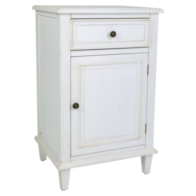 Table de chevet en bois laqué blanc 45x36x72h