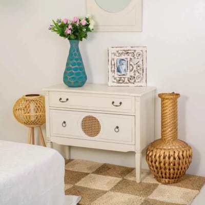Commode en bois blanc 88x38x72h