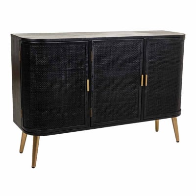 Buffet en bois et treillis laqué noir 118x37x80h