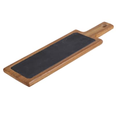 Planche à tapas bois d'acacia et ardoise 37x12x1,5cm