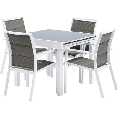 Ensemble jardin en aluminium blanc et verre trempé gris 90x90x75cm