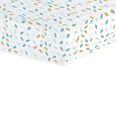 Drap housse lit bébé modèle feuille