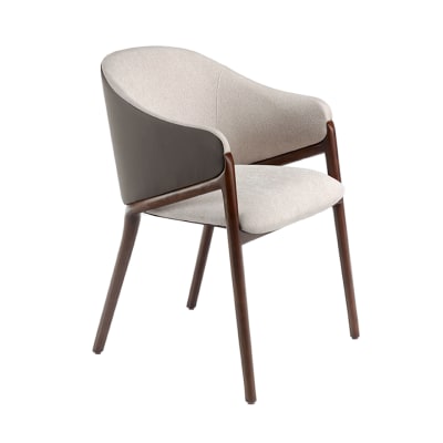 Chaise en tissu beige et simili cuir