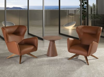 Table d'appoint effet bois noyer et verre marbreet