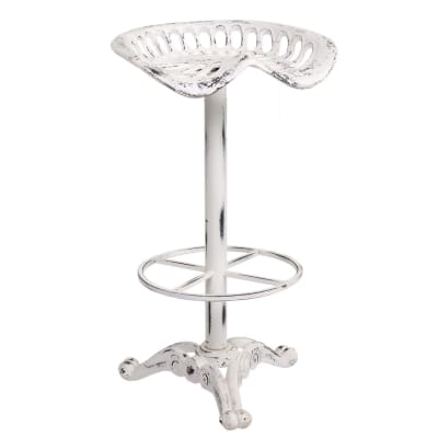 Tabouret en bois et métal laqué blanc 44x34x80h