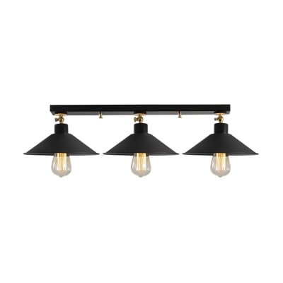 Lampe de plafond orientable noir 3 lumières avec détails dorés