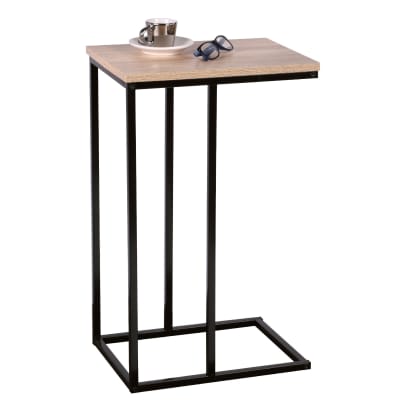 Table d'appoint/Bout de canapé métal noir et bois