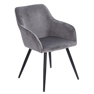Chaise style vintage en velours gris