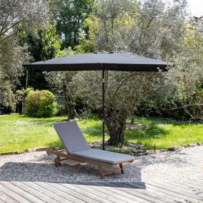 Parasol droit rectangulaire 2x3m en aluminium et toile noir
