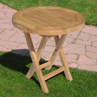 Table d'appoint de jardin ronde ø 50cm en teck