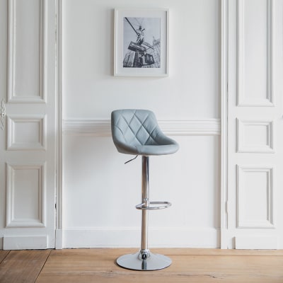 Tabouret de bar en simili cuir gris