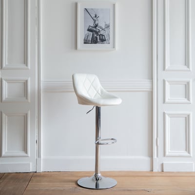 Tabouret de bar en simili cuir blanc