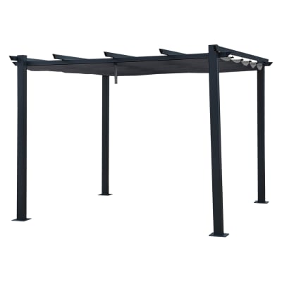 Pergola autoportante 3 × 3m en aluminium avec toile grise