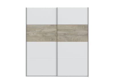 Armoire penderie avec portes coulissantes l180 x h200cm - blanc / bois