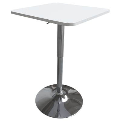 Table de bar carrée blanche et chrome