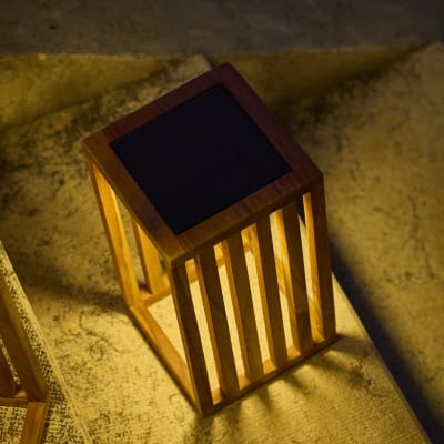 Lanterne solaire rechargeable bois bois h30cm