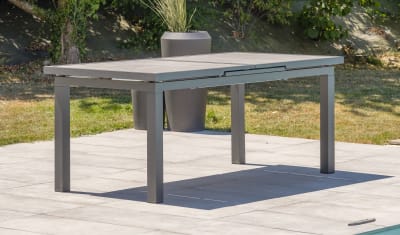 Table de jardin 6 à 10 places en aluminium avec plateau céramique