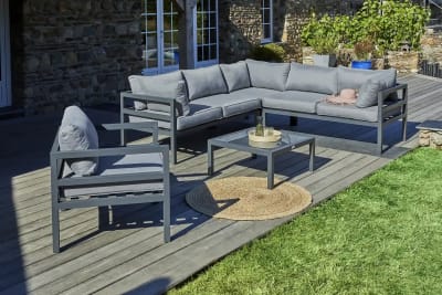 Salon de jardin d'angle en aluminium  (6 places)
