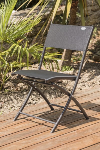 Chaise de jardin pliante en aluminium et toile plastifiéee