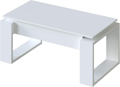Table basse design à plateau relevable - h43 cm - blanc
