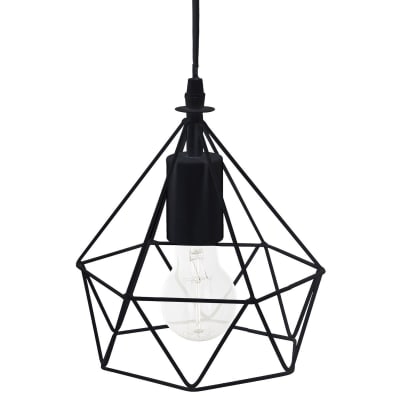 Suspension métal filaire noir D19cm H22cm