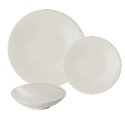 Service d'assiettes    18 pièces blanches en grès