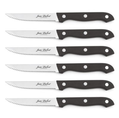 Lot de 6 couteaux à steak   noir en inox