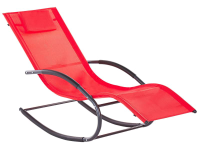 Chaise longue à bascule métal rouge