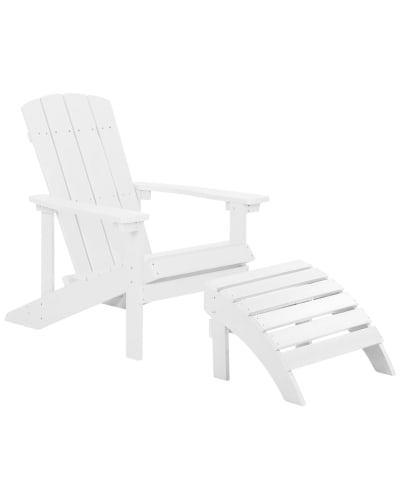 Chaise d'extérieur avec repose-pied blanc