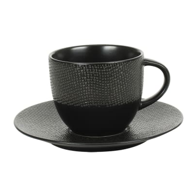 Lot de 6 tasses à thé avec sous-tasses noires 22 cl